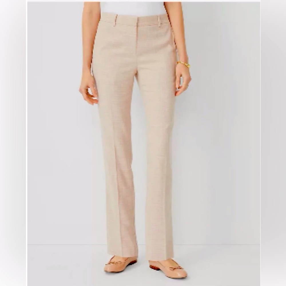 Ann Taylor Textured Crosshatch Sophia Straight Leg Pants
